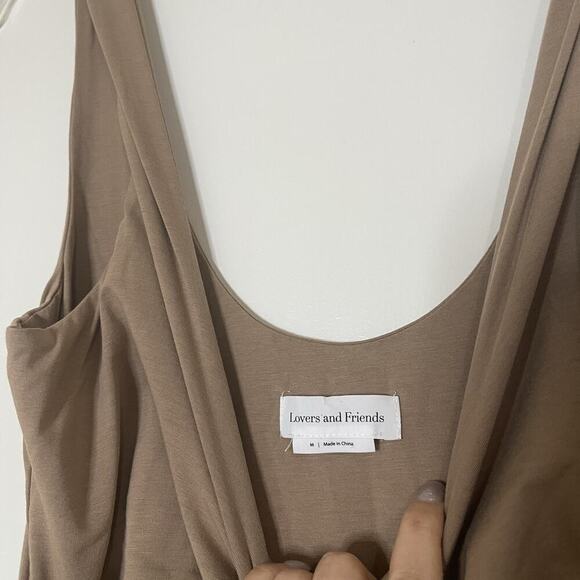 Revolve Lovers + Friends Kahlo Midi tan side wrap jersey midi Dress medium - Picture 4 of 6